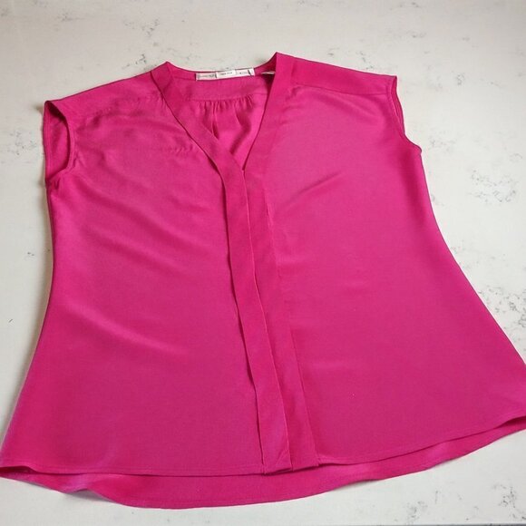 Max Studio Magenta Pink Silk Sleeveless Blouse - Picture 3 of 5